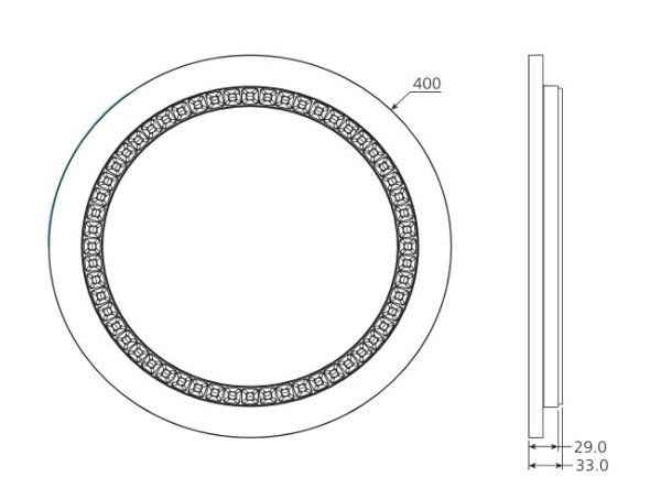 POLAR F04006Lenght (mm):450 Width (mm):440 Depth (mm):440 Diameter (mm):400 System power (W):25W Luminous flow (lm):2900lm Volta